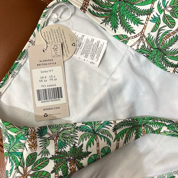 NWT Boden swim Corsica palm forest bikini 👙 bottom. Sz 4.Green/ ivory. D23 - Picture 3 of 5